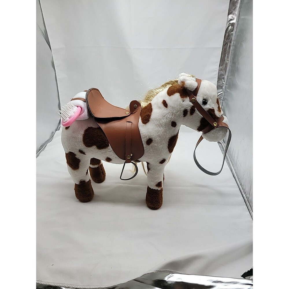 HollyHOME Plush Horse Spotted Appaloosa Saddle,  Blanket and Brush 12.5"